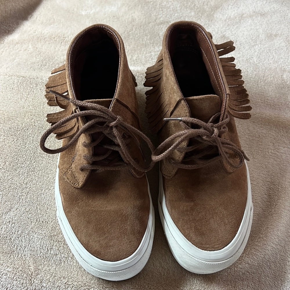 Vans Brown Suede Fringe Sneakers